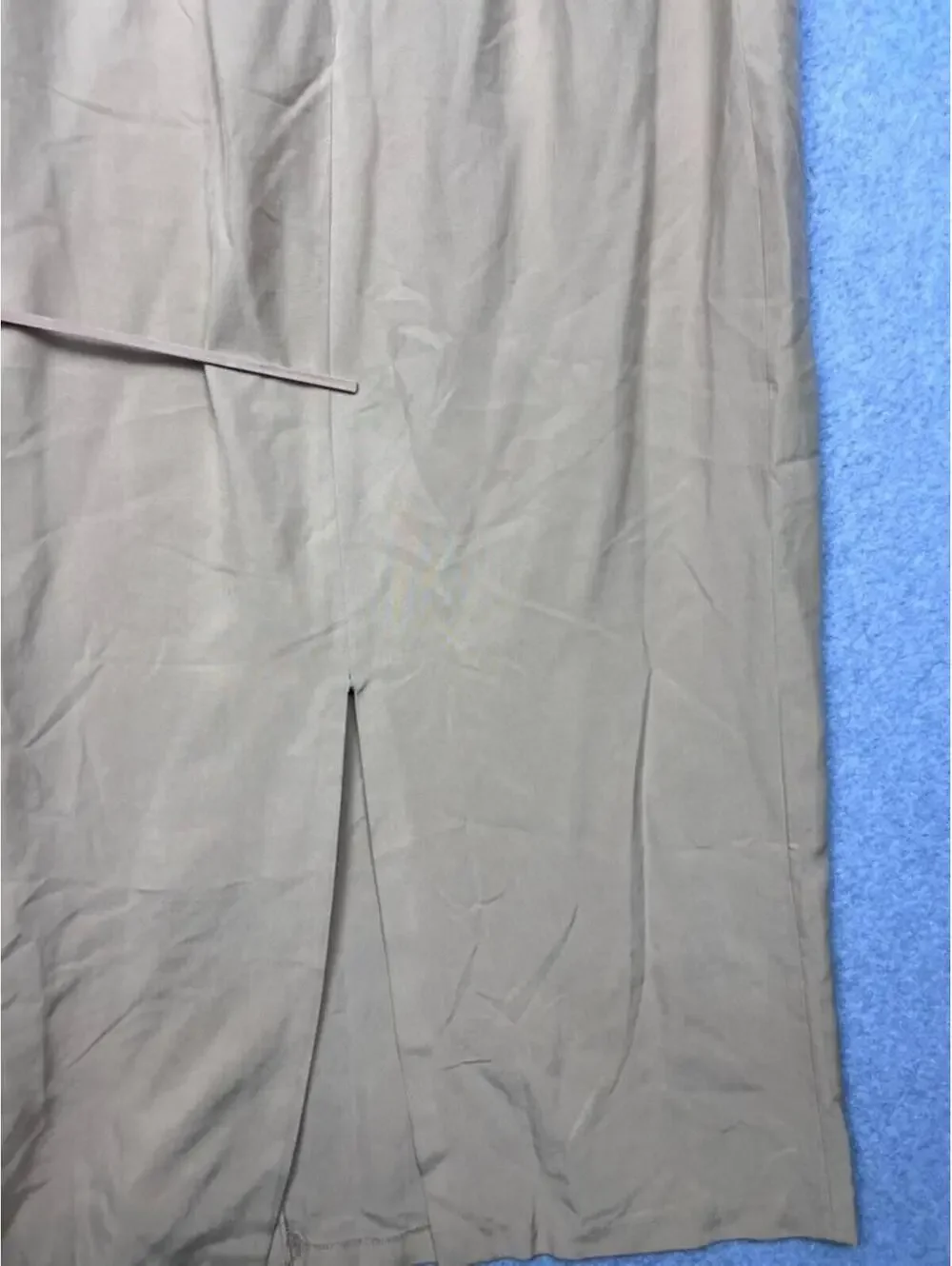 Wayne Rogers 100% Silk Maxi Skirt Tan Button Front Old Money Quiet Luxury 10 EUC